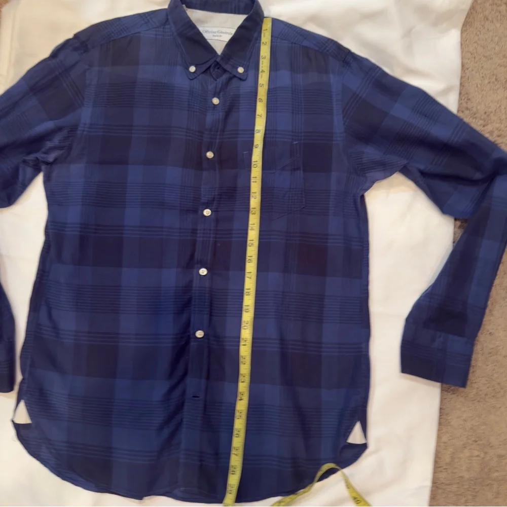OFFICINE GENERALE BUTTON DOWN JAPANESE POPLIN SHIRT BLUE & BLACK PLAID MEDIUM - Picture 5 of 8